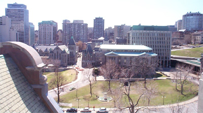 The downtown campus from the roof of the MacDonald Building